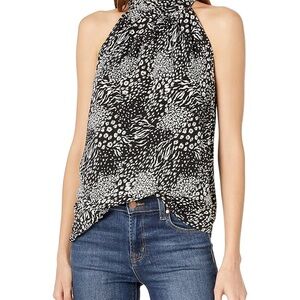 NWT Joie Black and White Patterned Halter Blouse